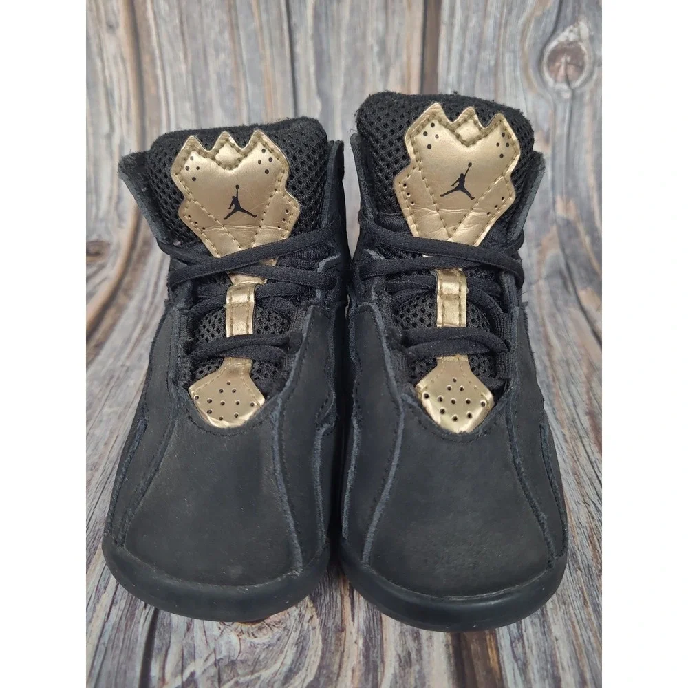 Air Jordan 7 True Flight Toddler Sneakers Black Gold Athletic Shoes Size 7C‎